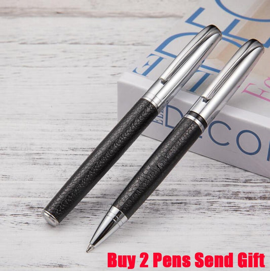 Hot Selling PU Leather Brand Metal Roller Ballpoint Pen Business Men Gift Writing Pen Buy 2 Send Gift