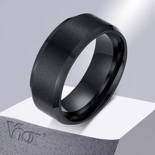 Vnox 8mm Men Ring Stainless Steel Wedding Jewelry Horus Anka Bible Medical