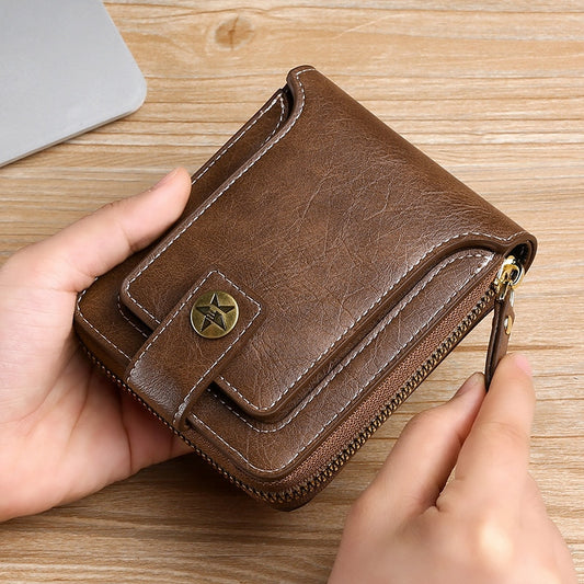 Vintage Small Men&#39;s Wallet Pu Leather Short Purse Men Hasp Zipper Clutch Solid Porte Feuille Hommes Porte Monnaie Homme